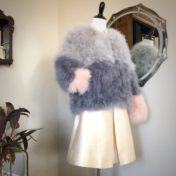 Pello Bello Striped Feather Coat New With tags - Picture 2 of 8